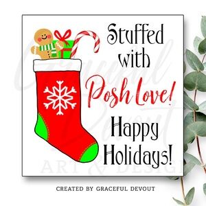 🎄 Stuffed with Posh Love! Happy Holidays! - 2" (inches) (96ct.)  [GD32-96]